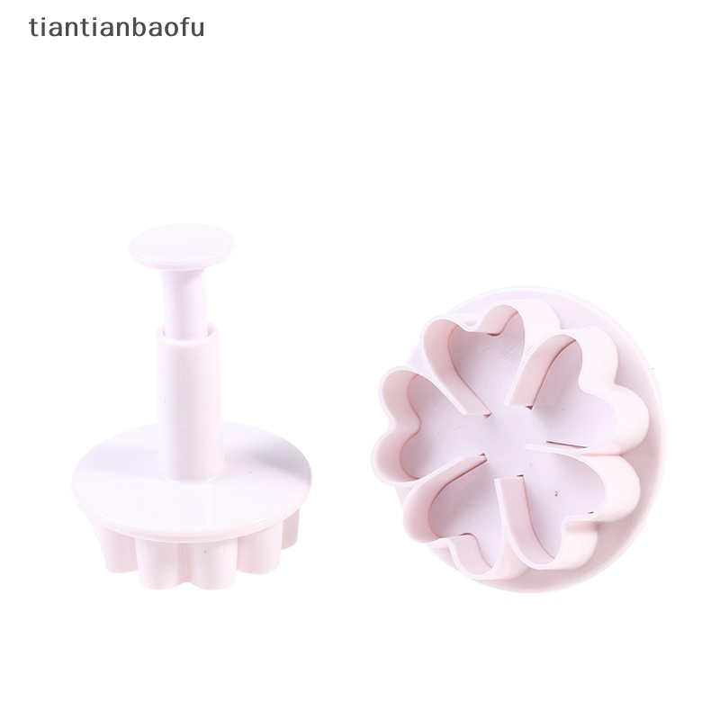 [tiantianbaofu] 3pcs /Set Cetakan Bunga Hati Mini Plunger Plastik DIY Kue Decorag Tools Butik