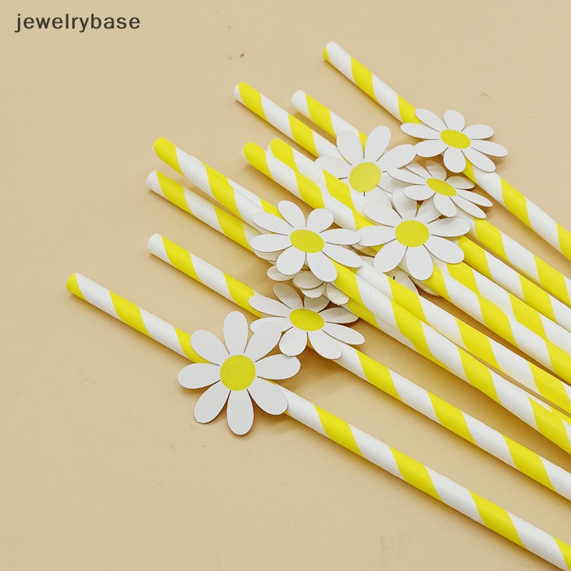 [jewelrybase] 30 Pcs Bunga Daisy Manis Sekali Pakai Sedotan Kertas Bar Minum Sedotan Pesta Butik