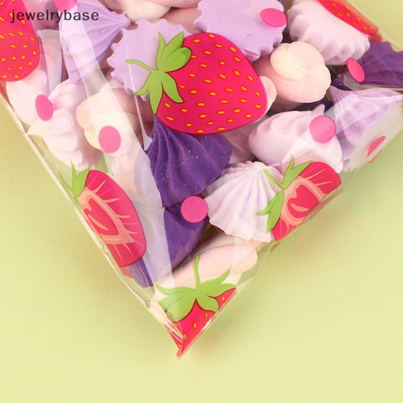 [jewelrybase] 50pcs Cookies Bag Dengan Ikatan Permen Biskuit Makanan Pack Strawberry Lucu Packing Bag Butik