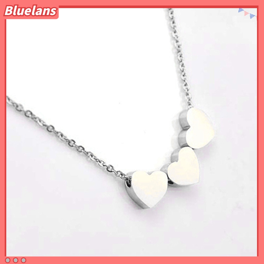 [BLS] Perhiasan Fashion Wanita Tiga Cinta Hati Rantai Liontin Statement Choker Necklace