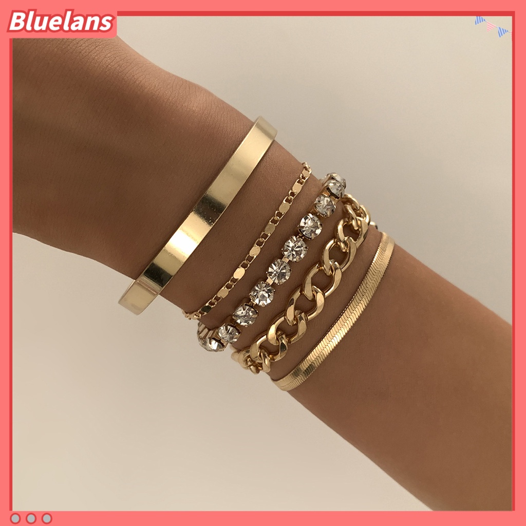[BLS] 5pcs Gelang Adjustable Vintage Minimalis Geometris Elemen Gelang Set Hadiah Ulang Tahun