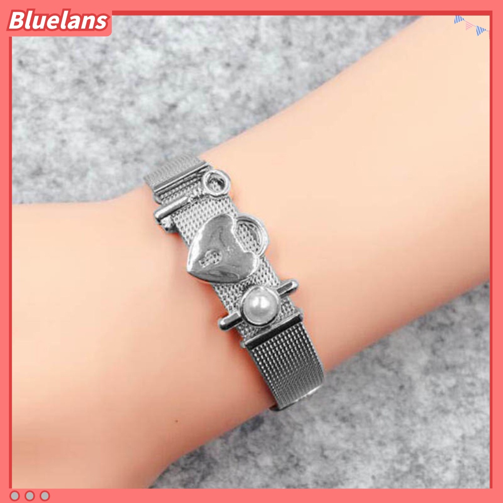 [BLS] Lady Mesh Stainless Steel Kunci Hati Gembok Pesona Gaun Gelang Hadiah Valentine