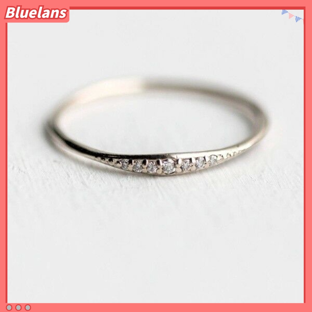 [BLS] Wanita Fashion Berlian Imitasi Bertatahkan Band Jari Cincin Pernikahan Pertunangan Perhiasan Hadiah