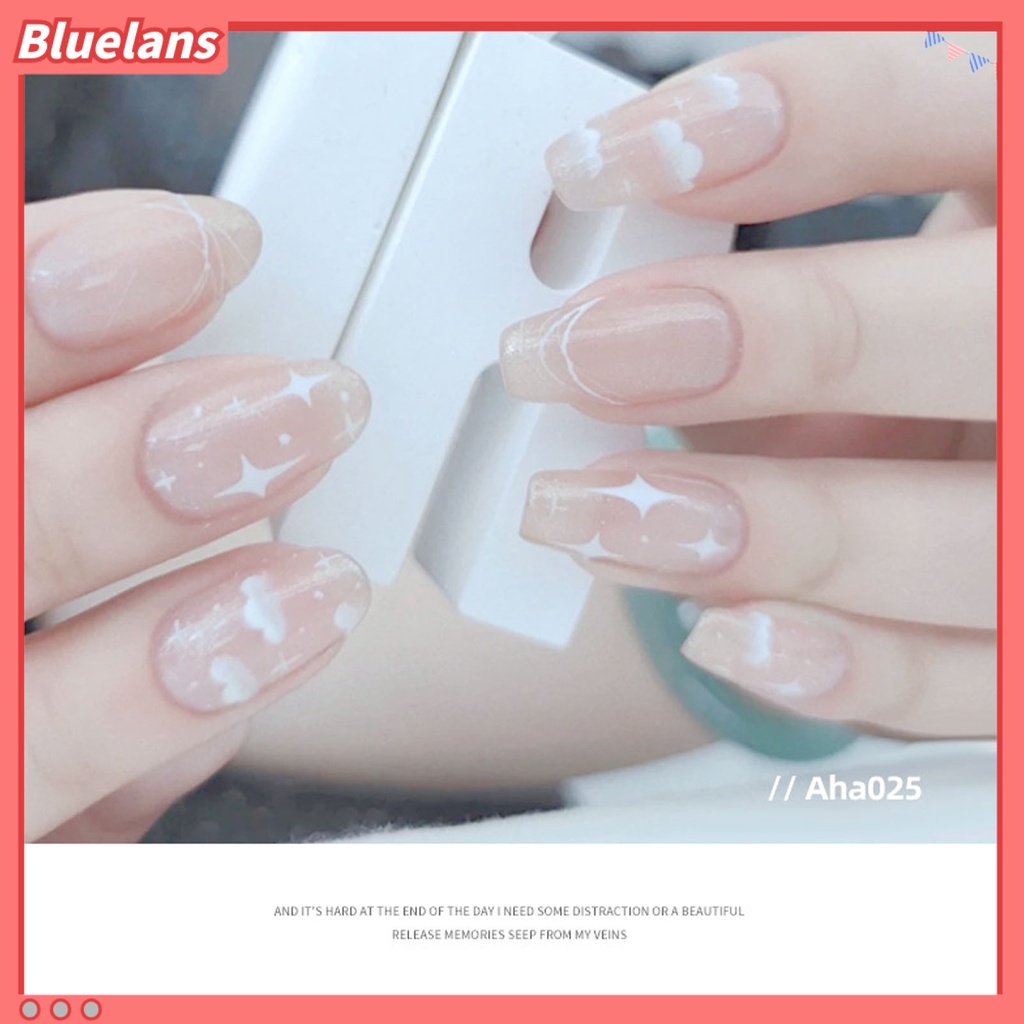 [BLM] Manicure Decal Universal Kertas Ringan Tembus Cahaya Bunga Putih Stiker Manicure Untuk Wanita
