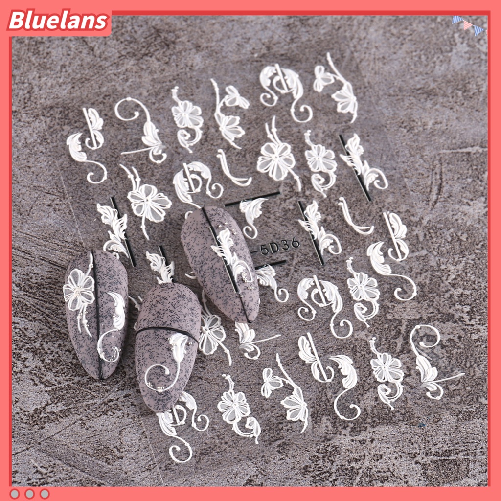 [BLM] Timbul Stiker Kuku Bunga Decal DIY Nail Art Dekorasi Musim Semi Musim Panas Bunga Dekorasi Kuku Stiker Perlengkapan Kuku