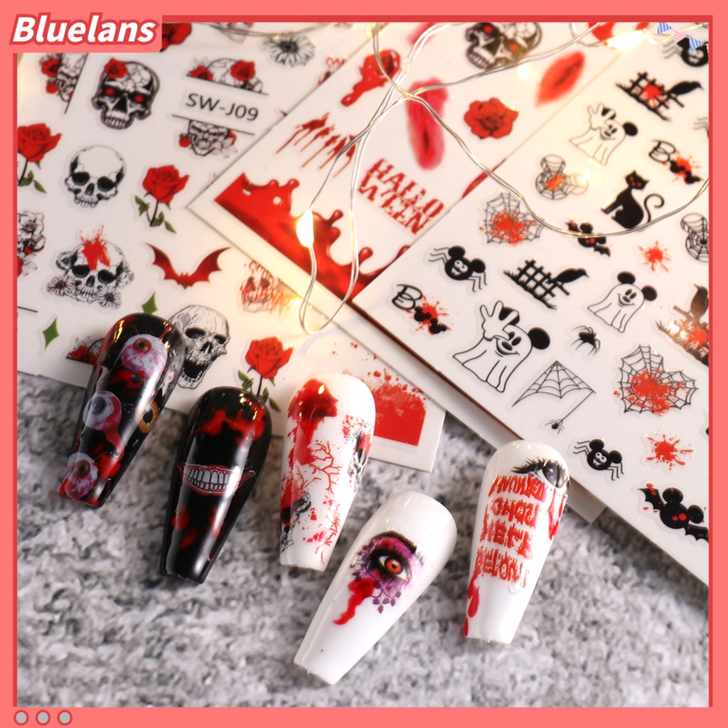 [BLM] Manicure Decal Self Adhesive Tahan Air Removable Ultra-Tipis Mudah Diterapkan Meningkatkan Suasana Hewan Peliharaan Halloween-Bloody Style Nail Decal Manicures Designs Perlengkapan Kuku