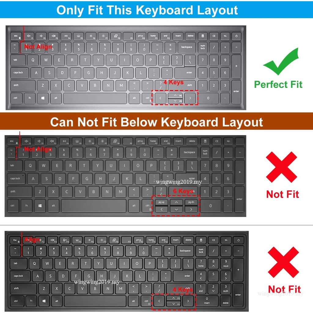 Untuk Dell inspiron 15 16 17 3000 5000 5510 5515 5518 7510 7610 Lintang 3510 3511 3515 3520 3521 3525 Vostro Sarung Keyboard