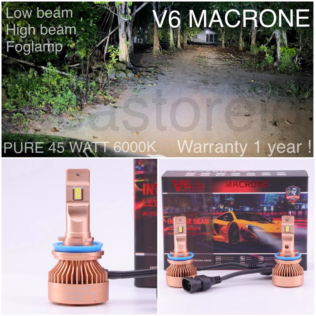 LAMPU LED V6 MACRONE HEADLIGHT 9012 6000K