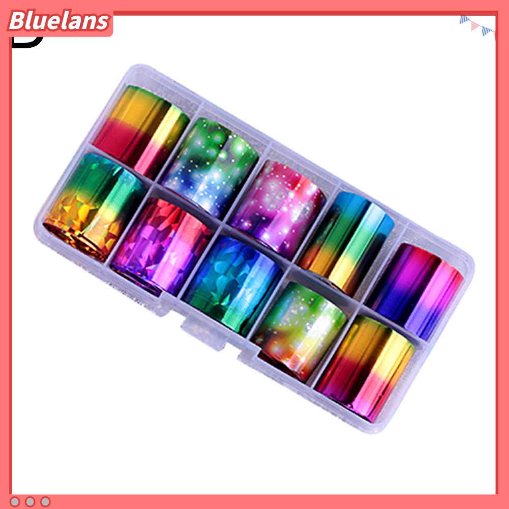 [BLM] 10rolls /Set Glitter Nail Art Foils Laser Tips Stiker DIY Manicure Dekorasi