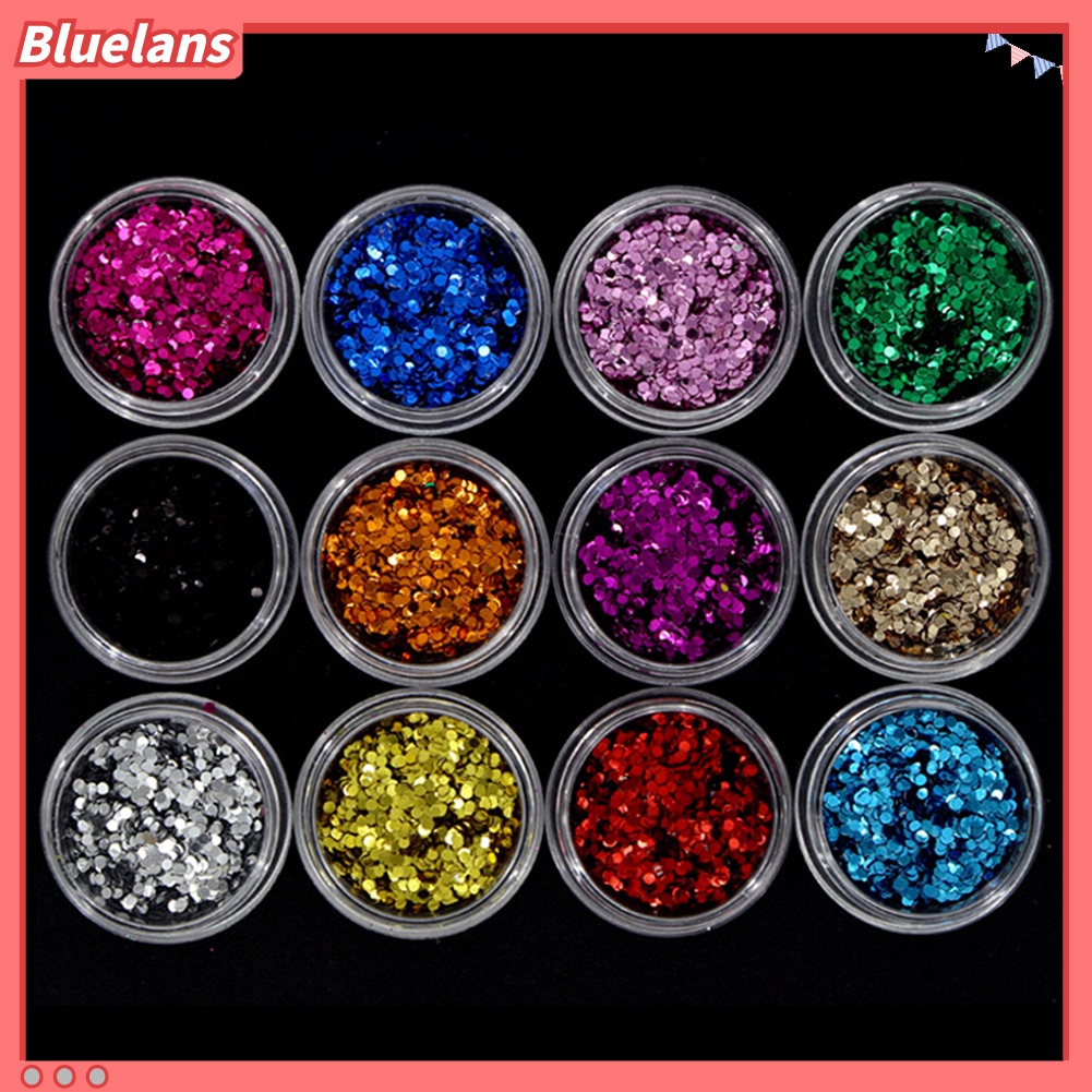 [BLM] 12pcs Banyak Bentuk Glitter Payet Nail Art Tips Decal Stiker Manicure Decor