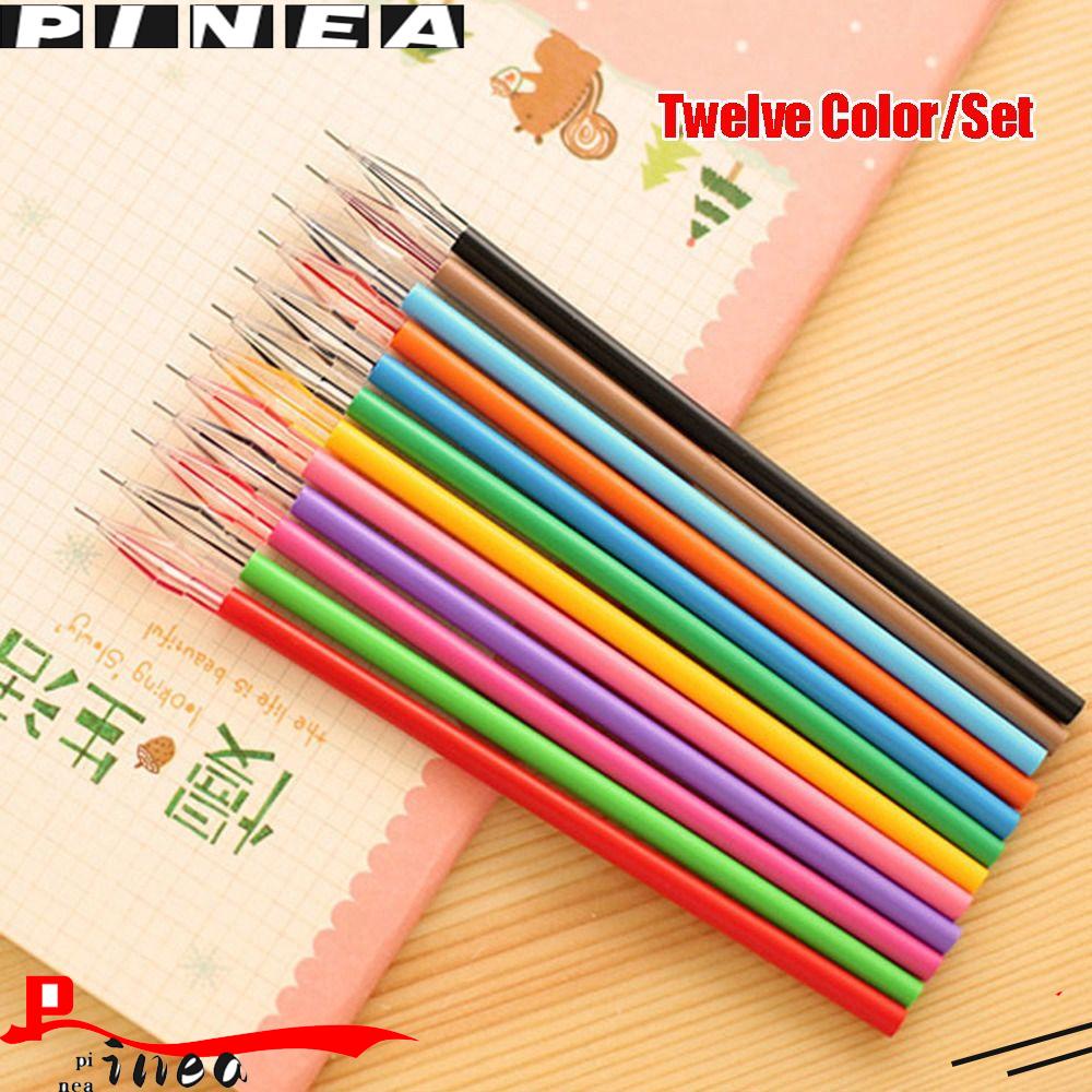 Nanas 12pcs /Set Gel Tinta Pen Fashion Alat Tulis Kantor Perlengkapan Sekolah Pen Core