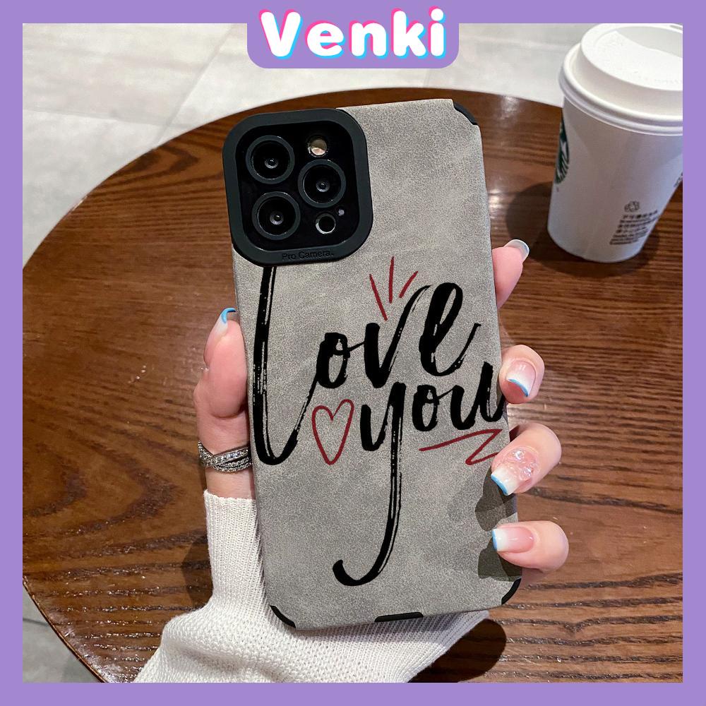 VENKI - Untuk iPhone 11 Case Leather Pupil Suede Case Soft Shockproof Airbag Case Camera Simple Hand Painted English Kompatibel dengan iPhone 14 13 Pro max 12 xr xs 7Plus 8Plus