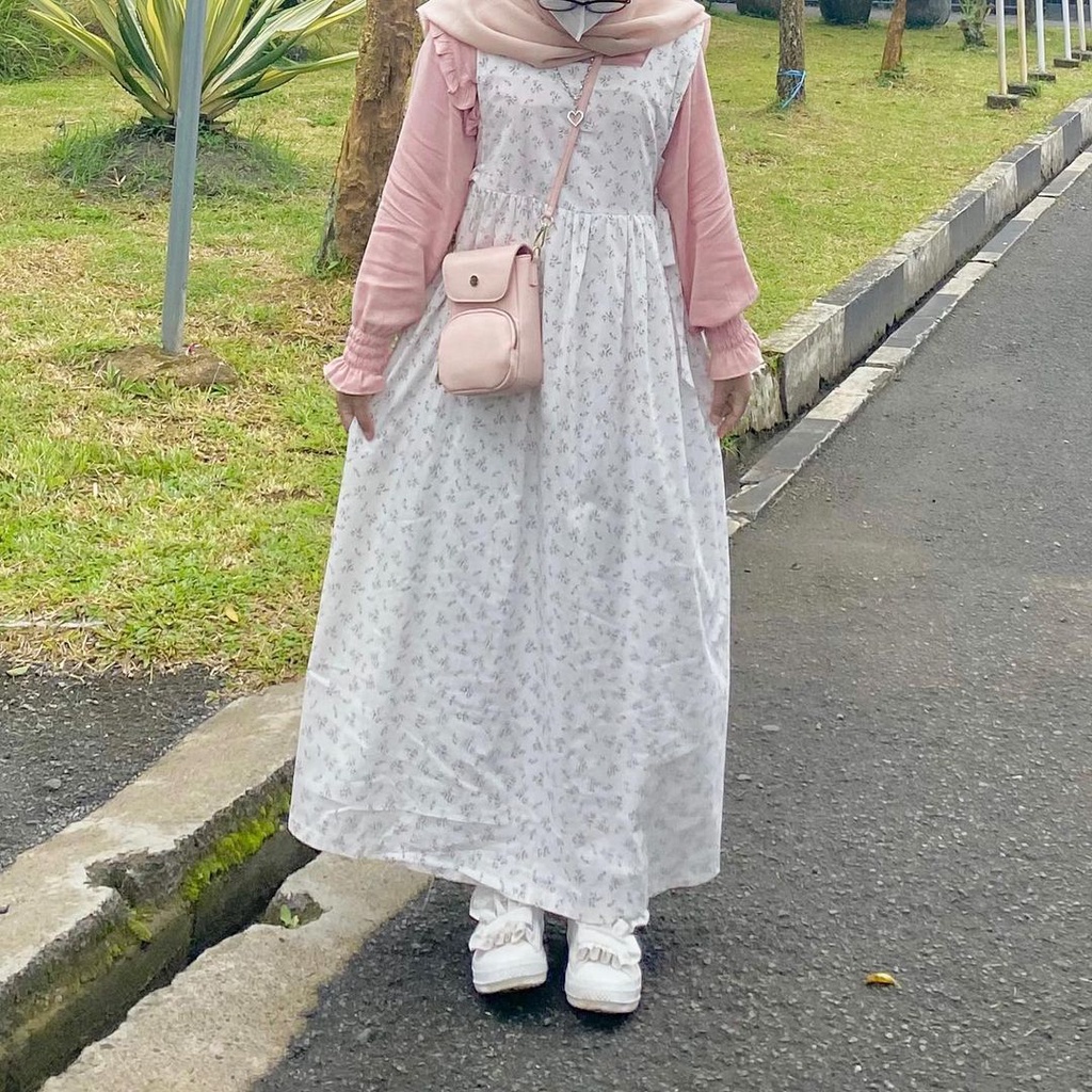 Himari Dress Midi Tunik Vintage Korean Style - Haraskirt Madebyhara (Mallow)