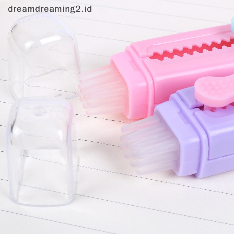 (drea) Penghapus Pensil Tarik Dorong Dengan Sikat Lembut Gambar Anak Wrig Lap Alat Tulis //