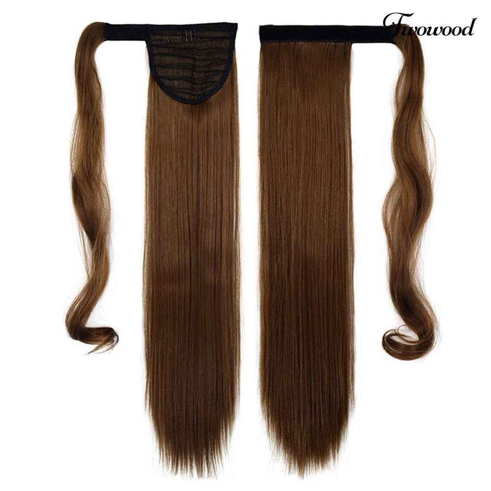 Klip Serat Sintetis Twowood 24inch in Lurus Ponytail Wig Hair Extension Sopak