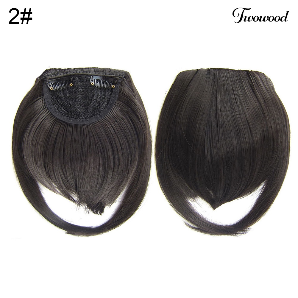 Twowood Gadis Clip-in Front Hair Extension Wig Lurus Sintetis Fringe Bang Sopak