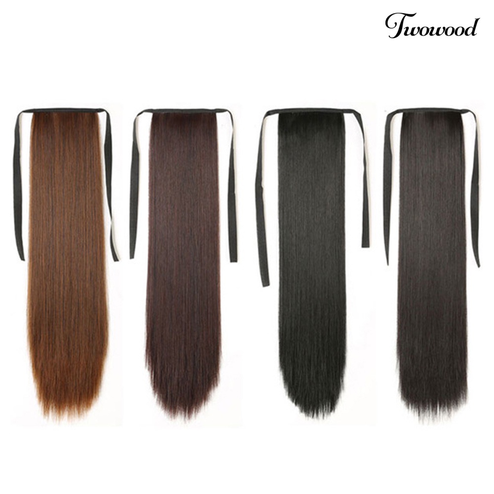 Twowood 45/55 /65cm Wanita Panjang Lurus Wig Ponytail Hair Extension Cosplay Sopak