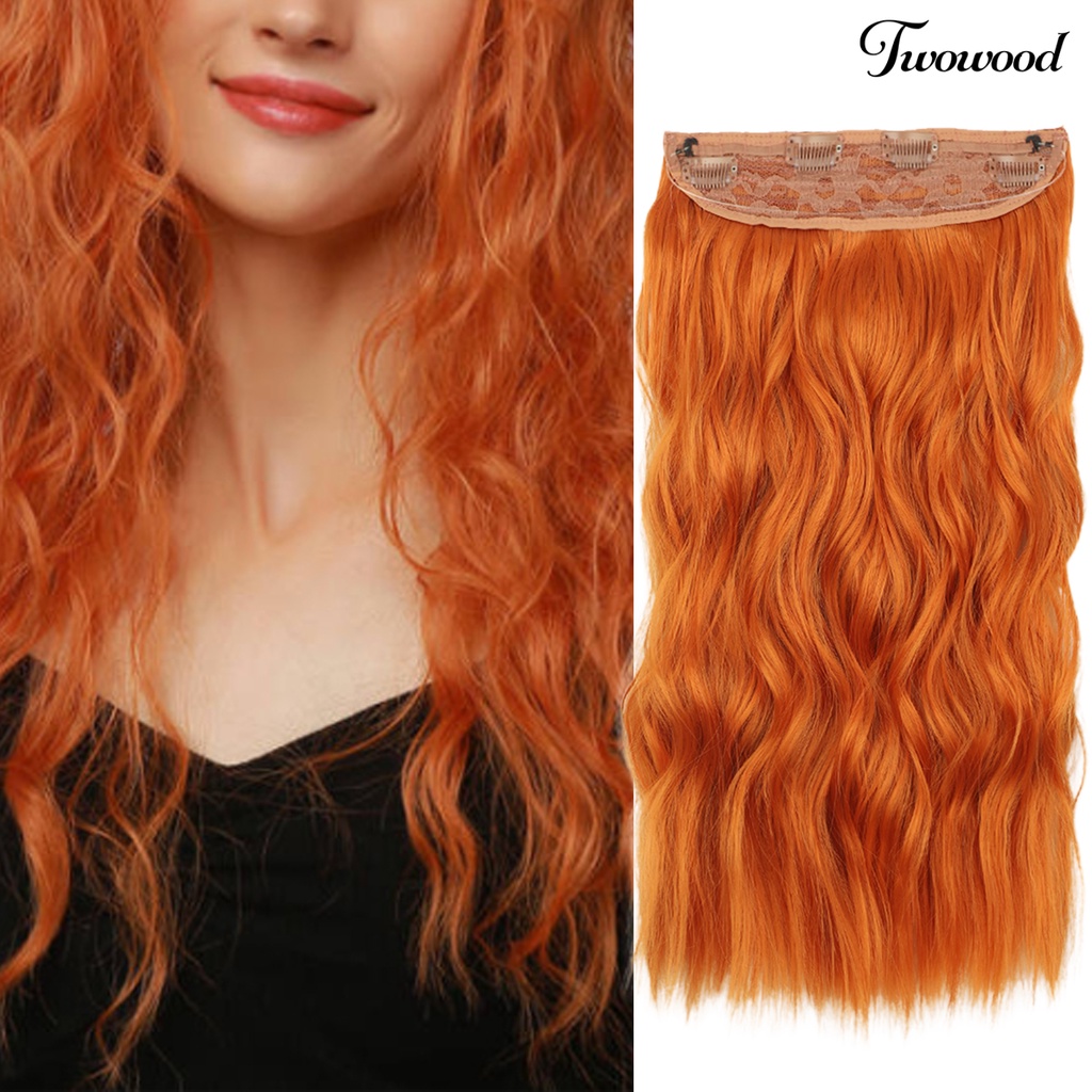 Twowood Faux Hair Curly Adjustable Realistis Alami Suhu Tinggi Serat Hiasan Kepala Halus Wanita Panjang Rambut Ekstensi Wig Sopak Penggunaan Sehari-Hari