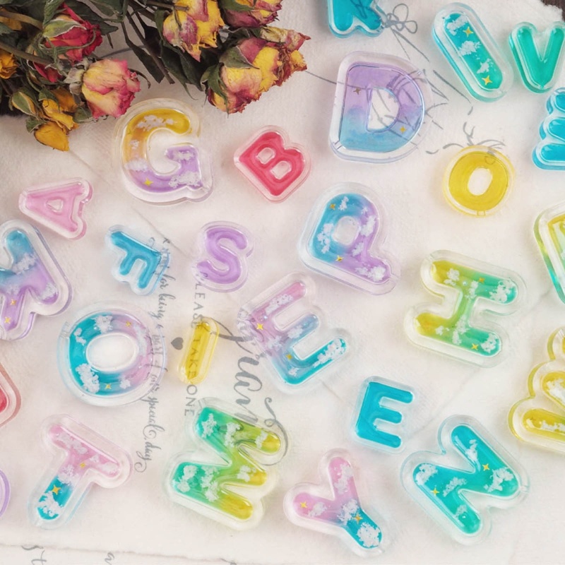 Siy Resin Shaker Cetakan Alfabet Cetakan Kristal Gantungan Kunci Anting Liontin Cetakan DIY Alat