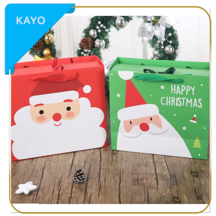 

[SC] xl kantong kado tema natal, kantong souvenir tema x'mas, kantong santa - Merah