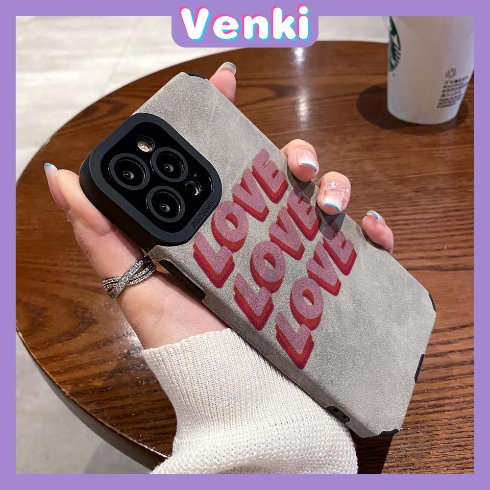 VENKI - Untuk iPhone 11 Case Leather Pupil Suede Case Soft Shockproof Case Camera Simple Cute Pink English Kompatibel dengan iPhone 14 13 Pro max 12 Pro max xr xs 7Plus 8Plus