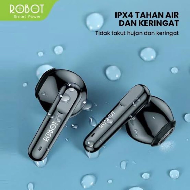 (ROBOT RT10) Earphone Wireless Airbuds IPX4 Waterproof Headset TWS Bluetooth Smart Touch.