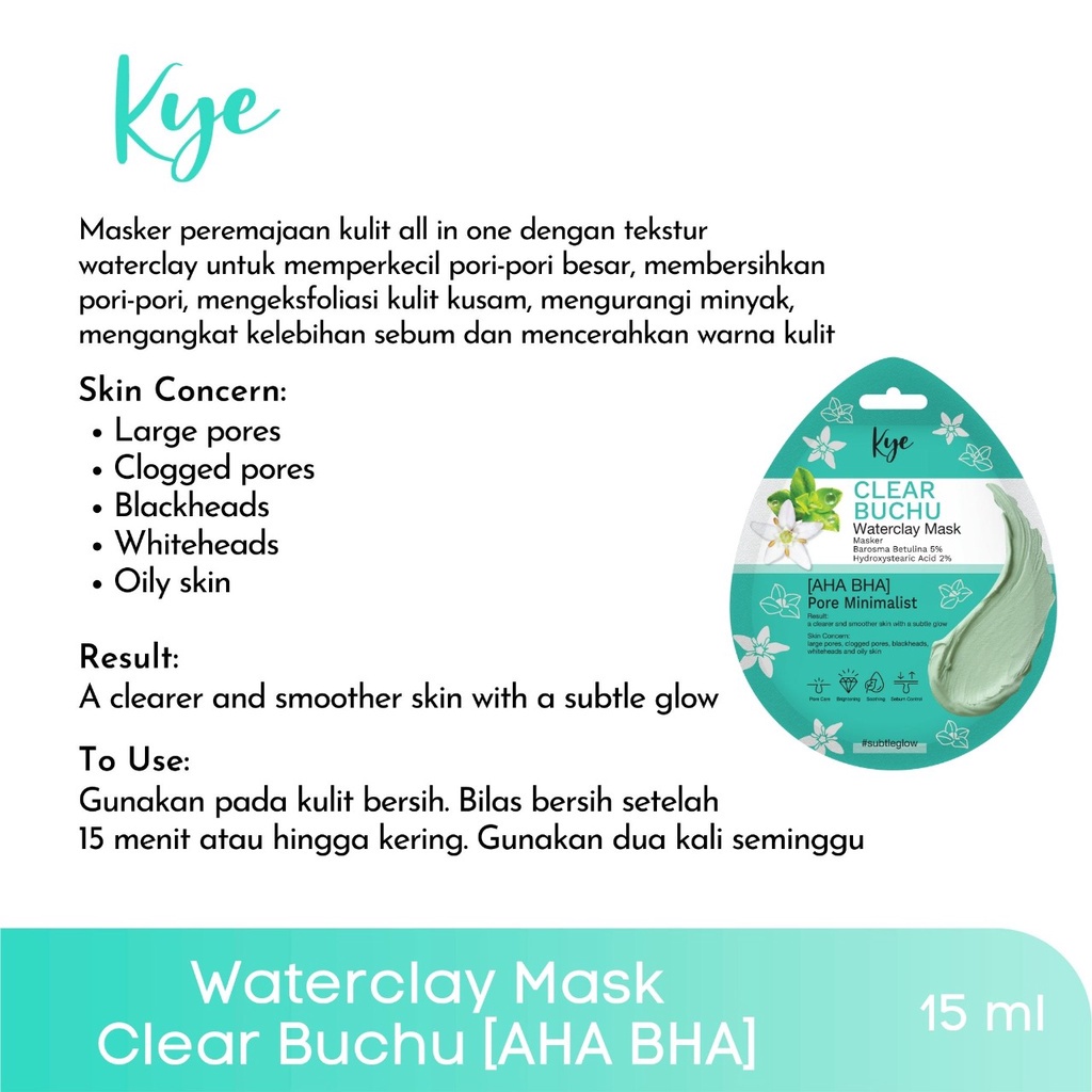 Kye - Clear Buchu Waterclay Mask - 15ml Sachet