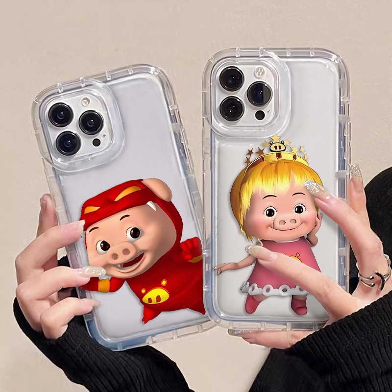 IPHONE Casing Soft Case Babi Pasangan Lucu Kompatibel Untuk Iphone14 13 11 12 Pro XS Max X Xr7 +8Plus Casing Ponsel Silikon TPU Shockproof Cover