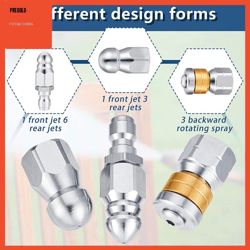 [Predolo] 3pcs Tips Nozzle Pembersih Saluran Air Nozzle Selokan Untuk Mesin Cuci Bertekanan