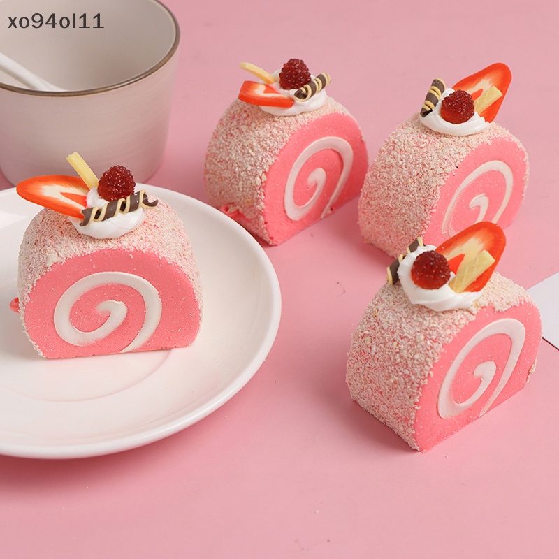 Xo Krim Simulasi Swiss Roll Buah Buatan Kue Manusia Hidup Palsu Miniatur Makanan OL