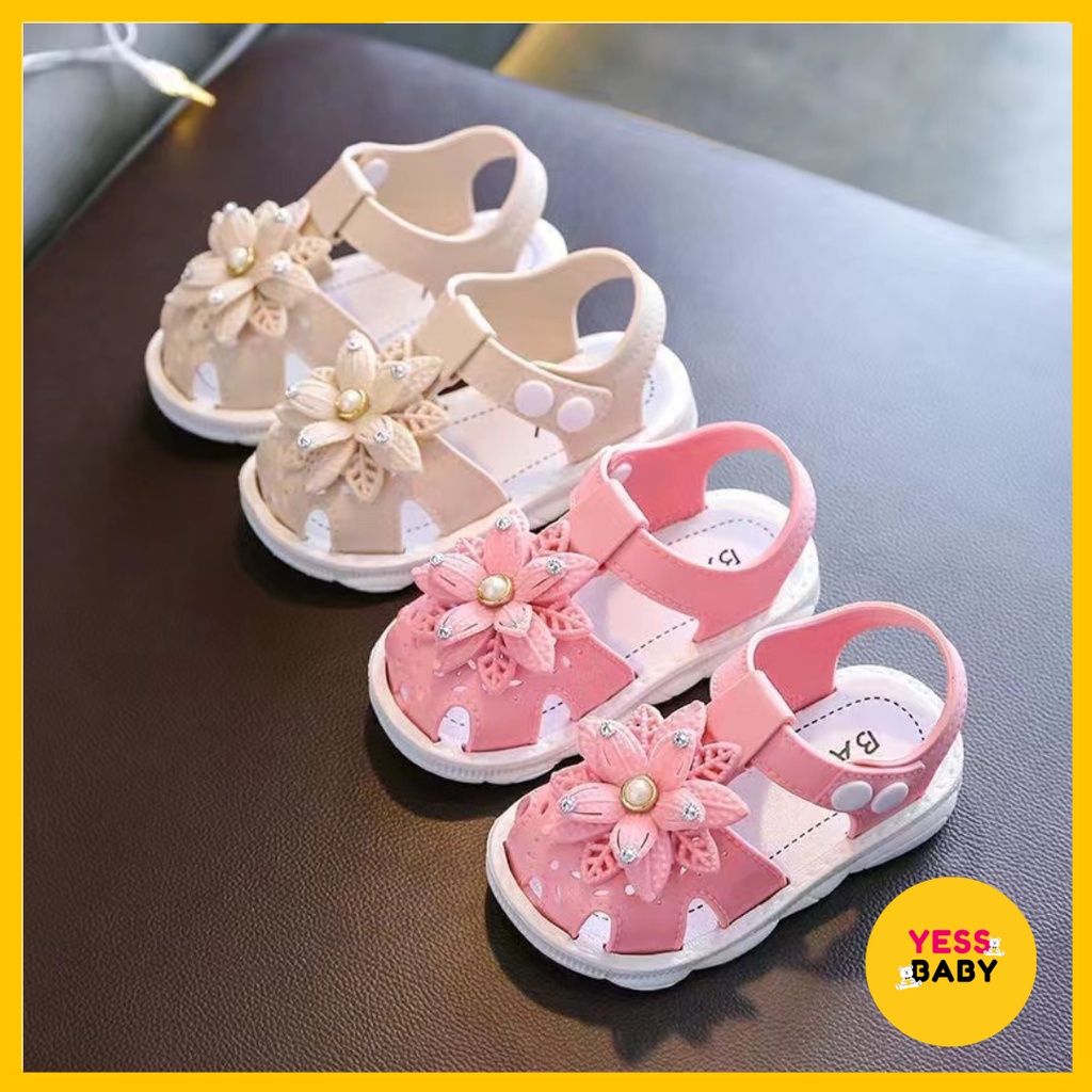 [COD] YESSBABY ROSE Sandal Flat Flower Anak Perempuan Lucu Lembut Import Termurah Kekinian Sendal Casual