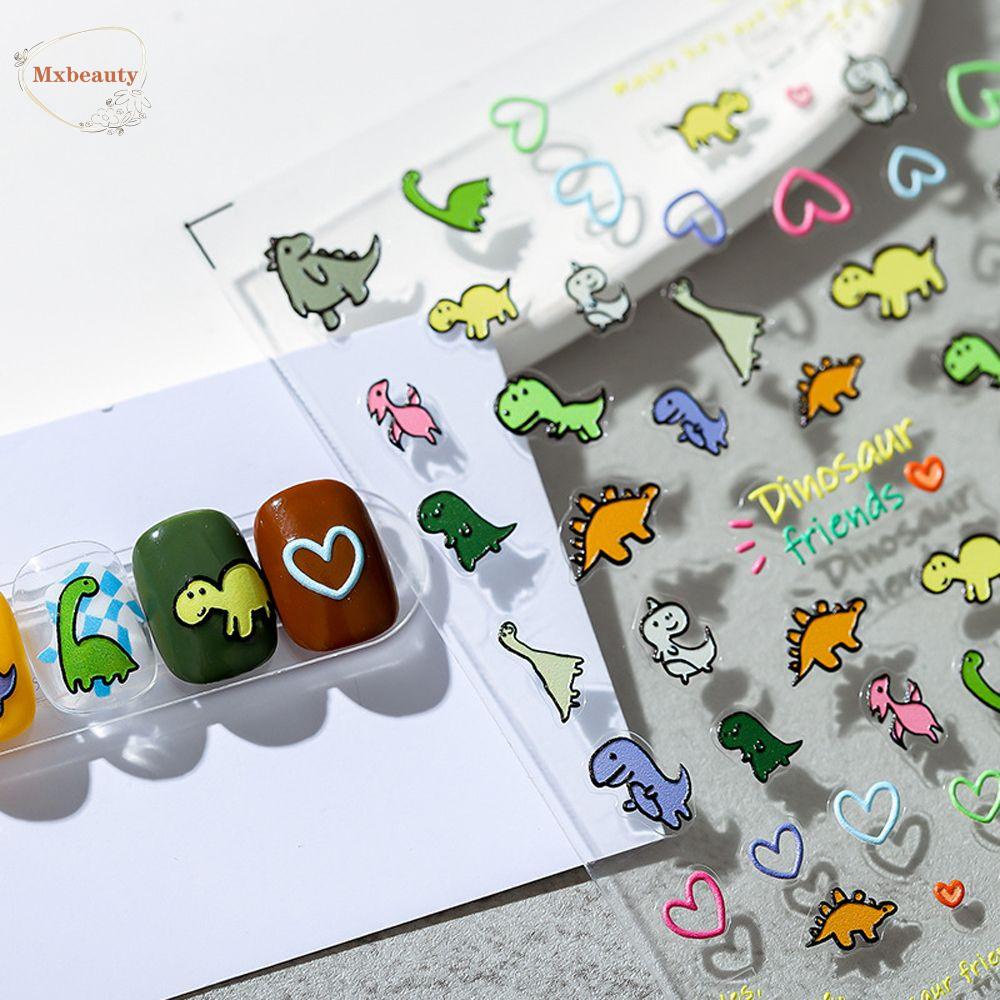 Mxbeauty Stiker Kuku Kartun Lucu Fashion Smiley Dinosaurus Garfield Cat Mario DIY Dekorasi Nail Art