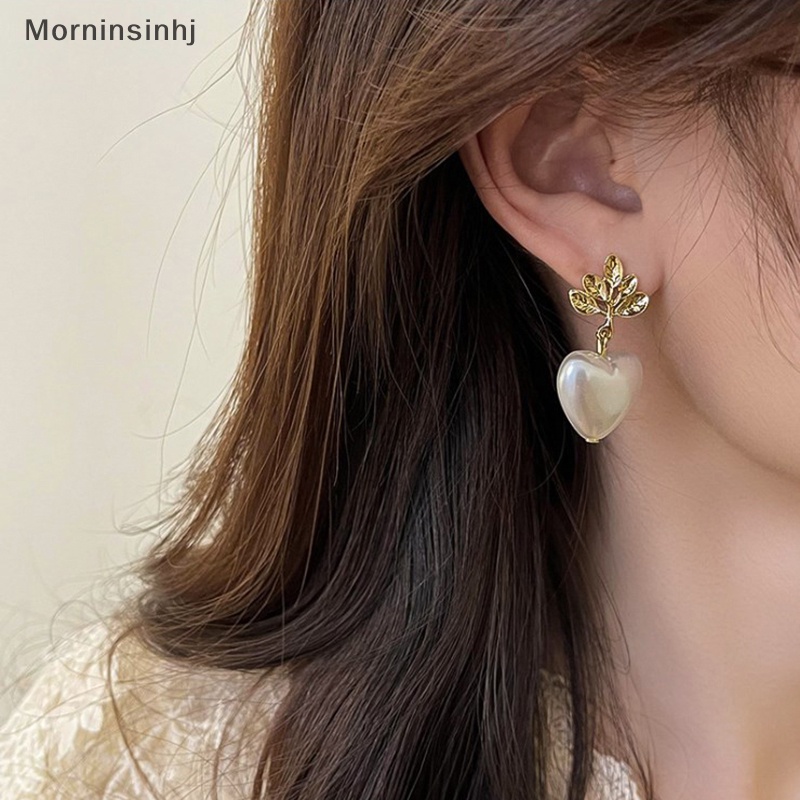 Mornin Peach Heart Leaves Pearls and A Niche Temperament Anting Desain Serbaguna Dan Canggih Sederhana Dan Modis id