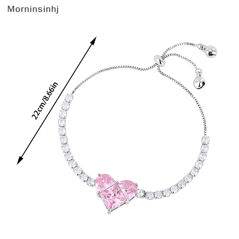 Mornin 1PC/1pasang Cahaya Shiny Zircon Love Adjustable Gelang Untuk Wanita Fashion Berlian Imitasi Penuh Kalung Anting Perhiasan id