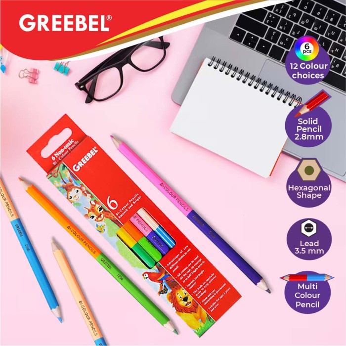 

GREEBEL 7206 Pencil Bi-Color 6pcs 12 Warna