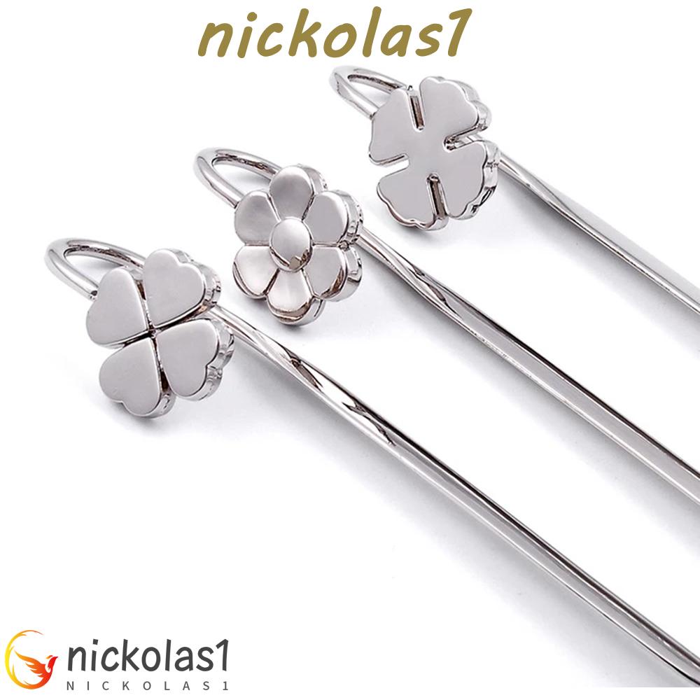 Nickolas1 Bookmark Tanda Buku Clover Escolar Logam