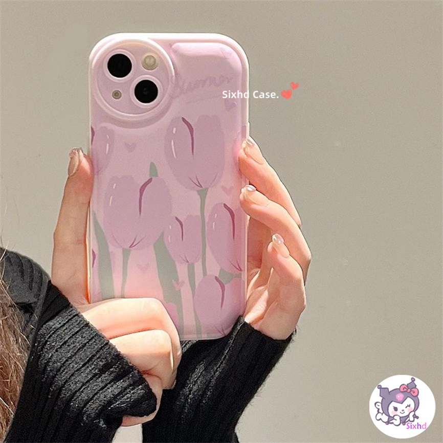 Redmi 12C 10C 10A 9T 9C Note12 11s 11 10 9 8Pro10 9A 9 Xiaomi 12Lite 11Lite 11T 10T Poco M3 M4 F3 X4 X3Pro NFC Ins Gentle Purple Tulip Phone Case +Ring +Bracket Soft Cover