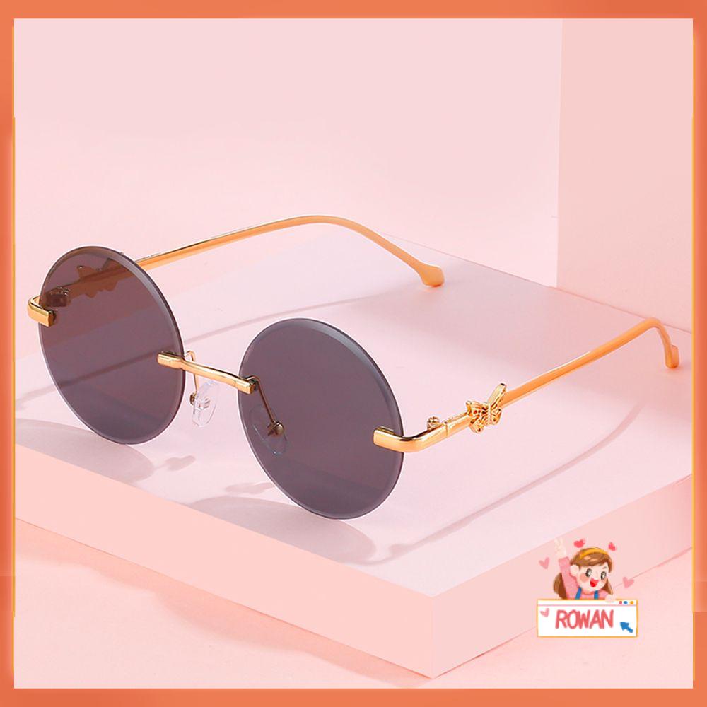 R-flower Sunglasses Untuk Wanita Perlindungan UV400 Butterfly Dekorasi Bingkai Logam Shades