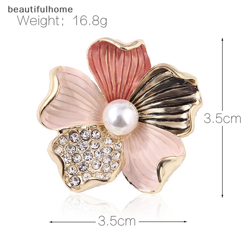 {beautifulhome} Fashion Kristal Berlian Imitasi Mutiara Bunga Bros Pin Wanita Gadis Anti-exposure Brooch.