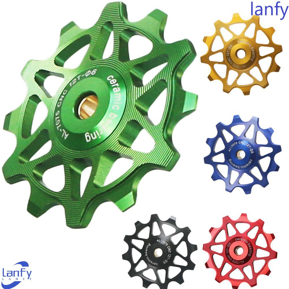 Lanfy Ceramic Pulley Rear Derailleur Red Blue Green Guide Roller Sepeda Jalan 12T 14T Roller Pemandu Belakang Bearing Keramik Derailleur Belakang Pulley