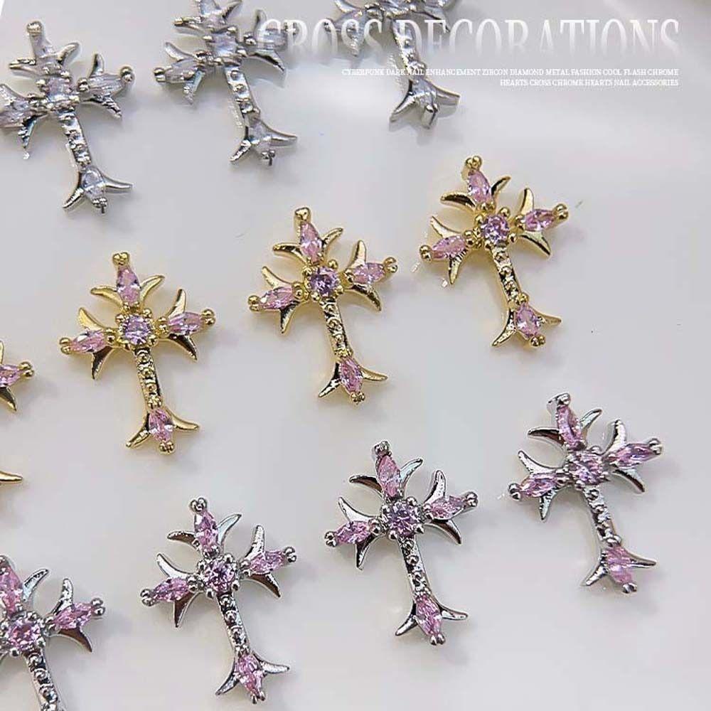 AUGUSTINA Agustinina Hiasan Kuku Perhiasan Kuku Retro Manicure Zircon Untuk Wanita