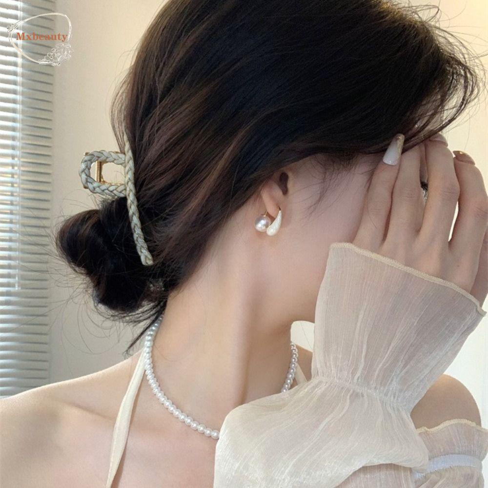 Mxbeauty Anting Mutiara Klasik Vintage Tetesan Air Minyak Menjatuhkan Telinga Perhiasan Enamel Hijau Anting Untuk Wanita