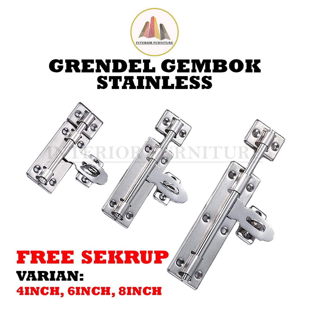 Grendel gembok /Slot Pintu Gembok/Grendel Overpal Gembok / Slot Overpal Gembok  4inchi 6inchi dan 8 inchi