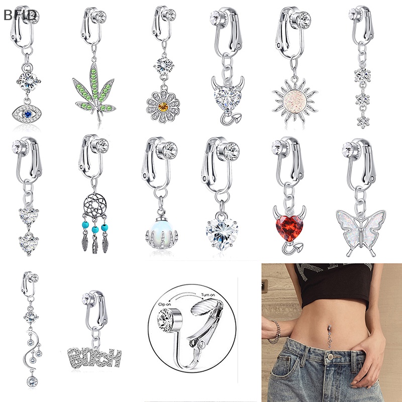 [BFID] 1pc Cincin Kancing Perut Palsu Fake Clip On Belly Non Navel Ring [ID]