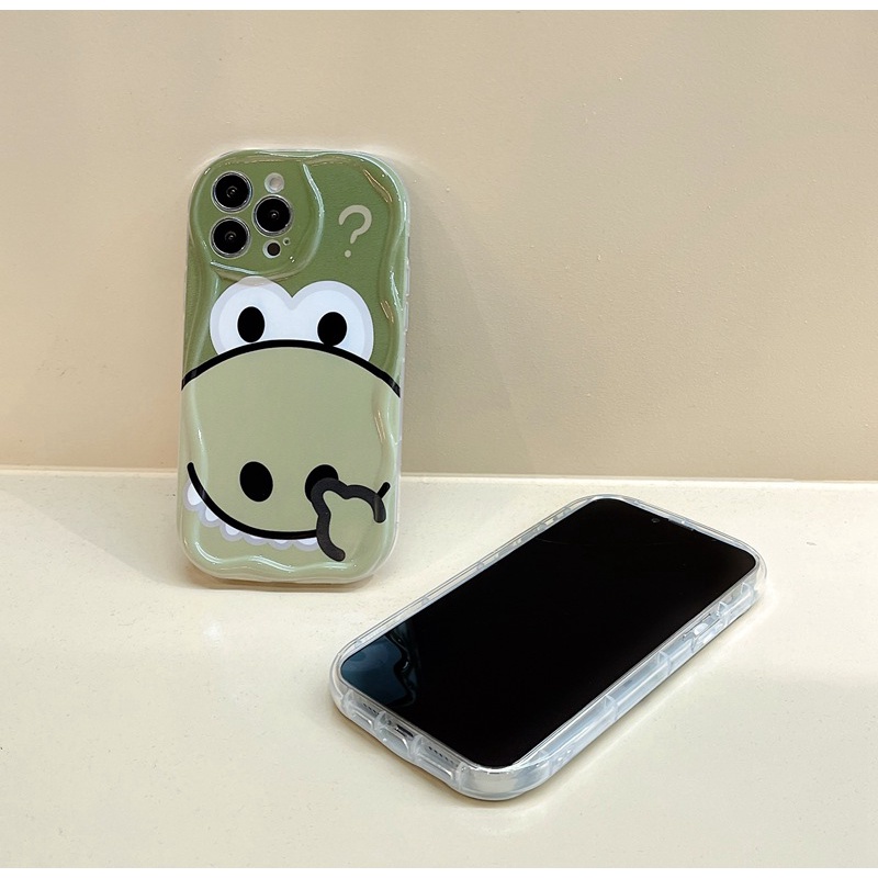 3D Ice Cream Green Funny dinosaur Soft Case IPhone 11 12 13 14 Pro Max New Apple for Women Girls Gift Bracelet Airbag Case