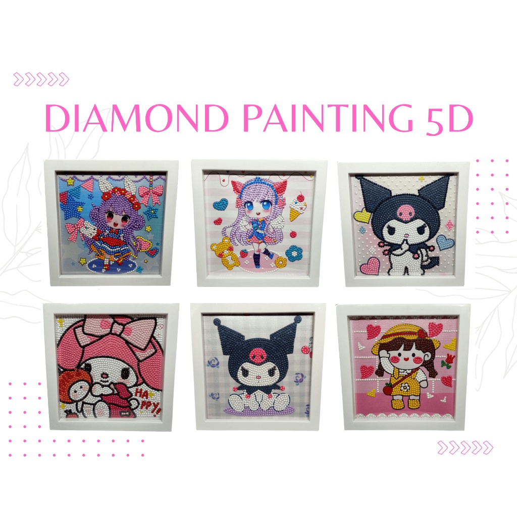 Diamond Painting Full Drill Dengan Bingkai Foto / Diamond Painting 5D Set DIY Ukuran 8cm x 8cm