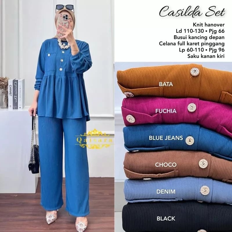 Kasilda Set Kint Hanover Setcel Atasan dan Celana Kulot 002 setelan atasan kulot wanita remaja terbaru kekinian ootd hits korean style