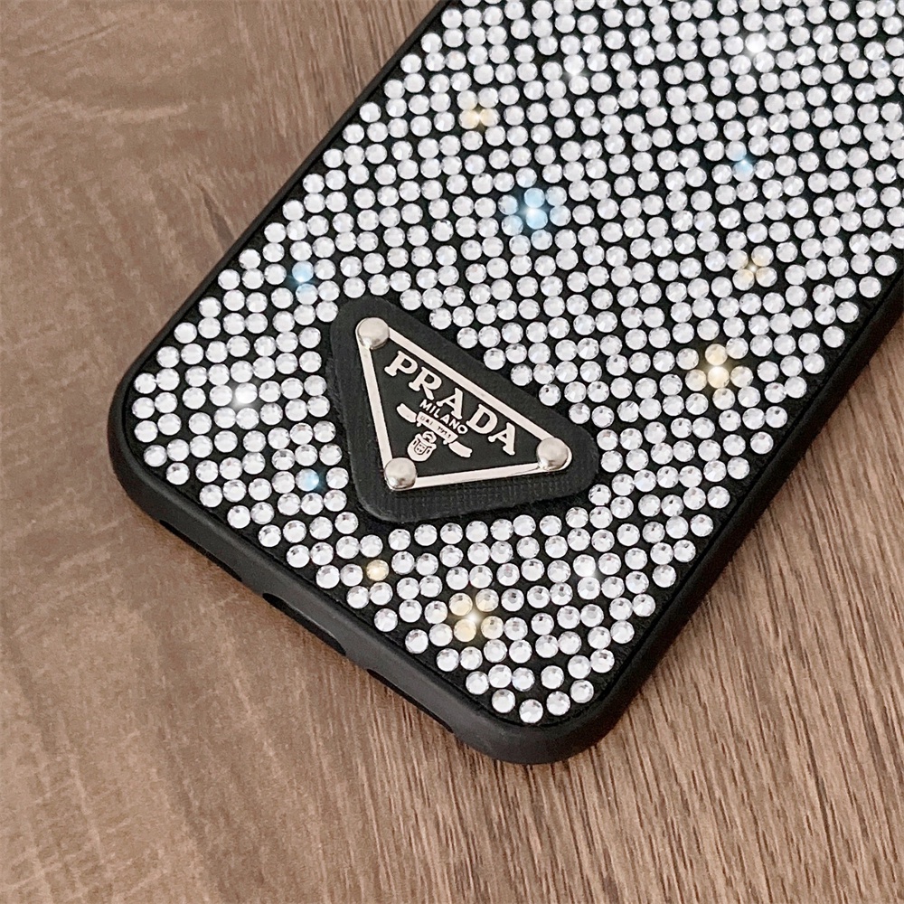 Casing Berlian Logo Prada Elegan Untuk iPhone 14 Pro14 Plus 14 Pro Max11 12-12 Pro-13 Pro Max Hard Casing