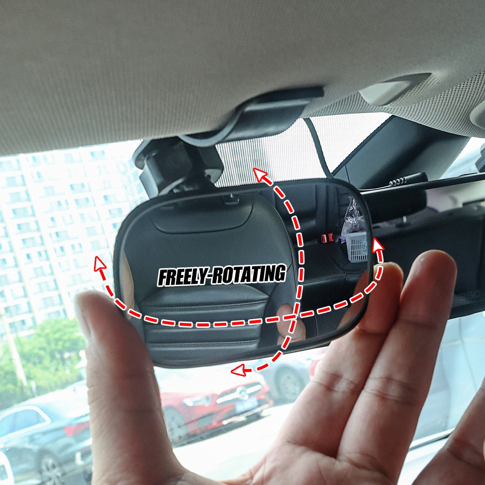 Cermin Bayi Safety Mobil Universal/Kaca Spion Adjustable Anti Pecah/Kaca Spion Sudut Lebar Rotasi 360derajat/kaca Cermin Hadap Untuk Bayi/Cermin Blind Spot Dengan Penjepit