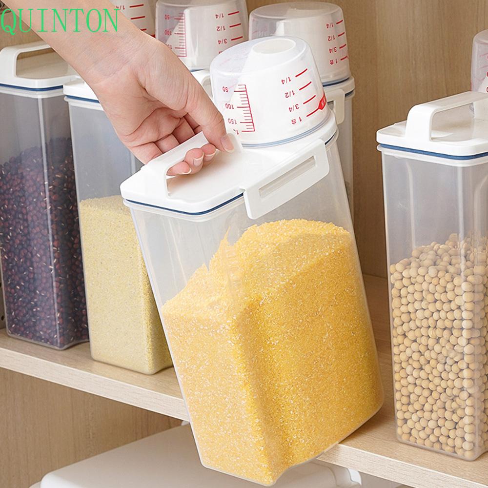 Quinton Kotak Penyimpanan Biji-Bijian Transparan Tank Organizer Perlengkapan Dapur Rumah Tangga Tempat Sereal Disegel Dapat